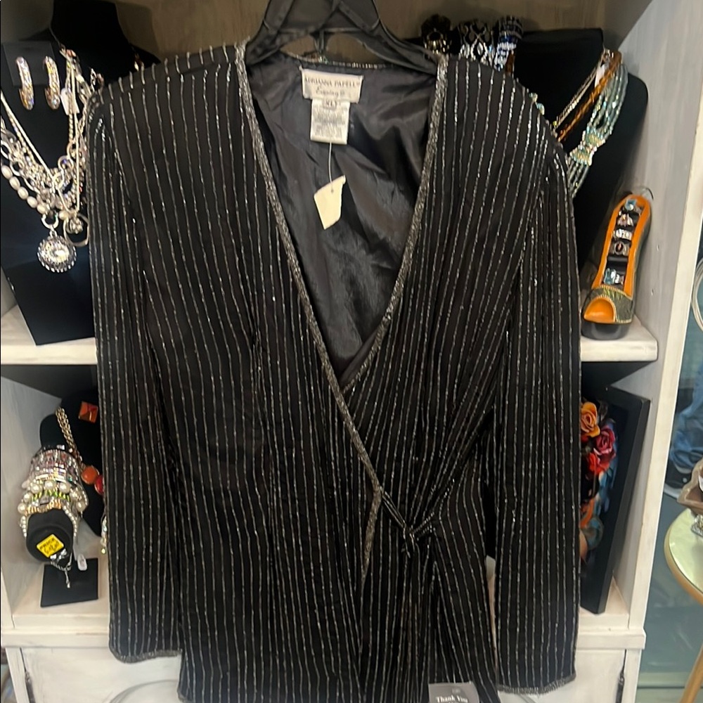 Black Beaded Wrap Dress
